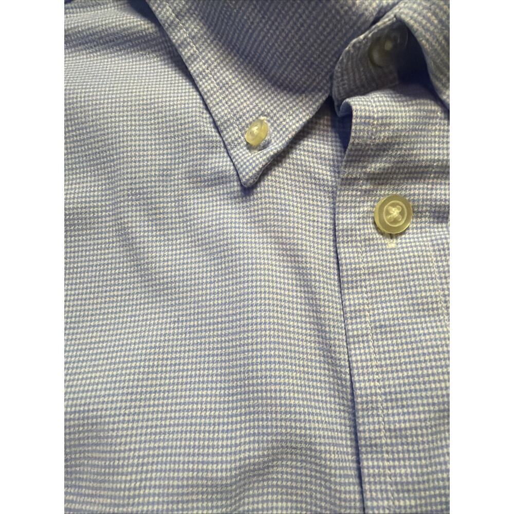 Orvis Gingham Check Plaid Button Up Shirt Mens Size Large Blue 100% Cotton - Picture 2 of 8